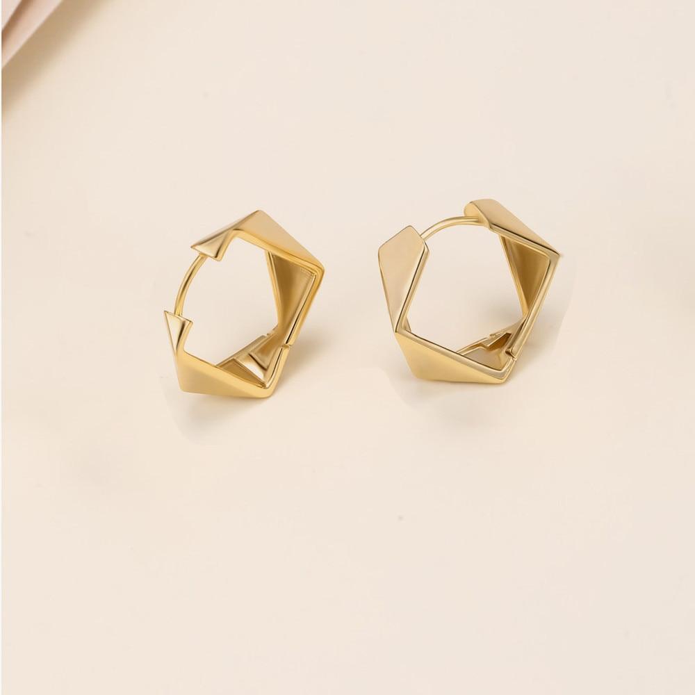 925 Sterling Silver Rhombus Design Earrings, Modern Minimalist Stud Earrings, Gift Idea for Women, 1.5 Cm, Silver