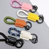 Personalized Custom Name Engraved Leather Braid Rope Keychain Anti Lost Handmade Car Key Chain Ring Pendant Women Men Gift