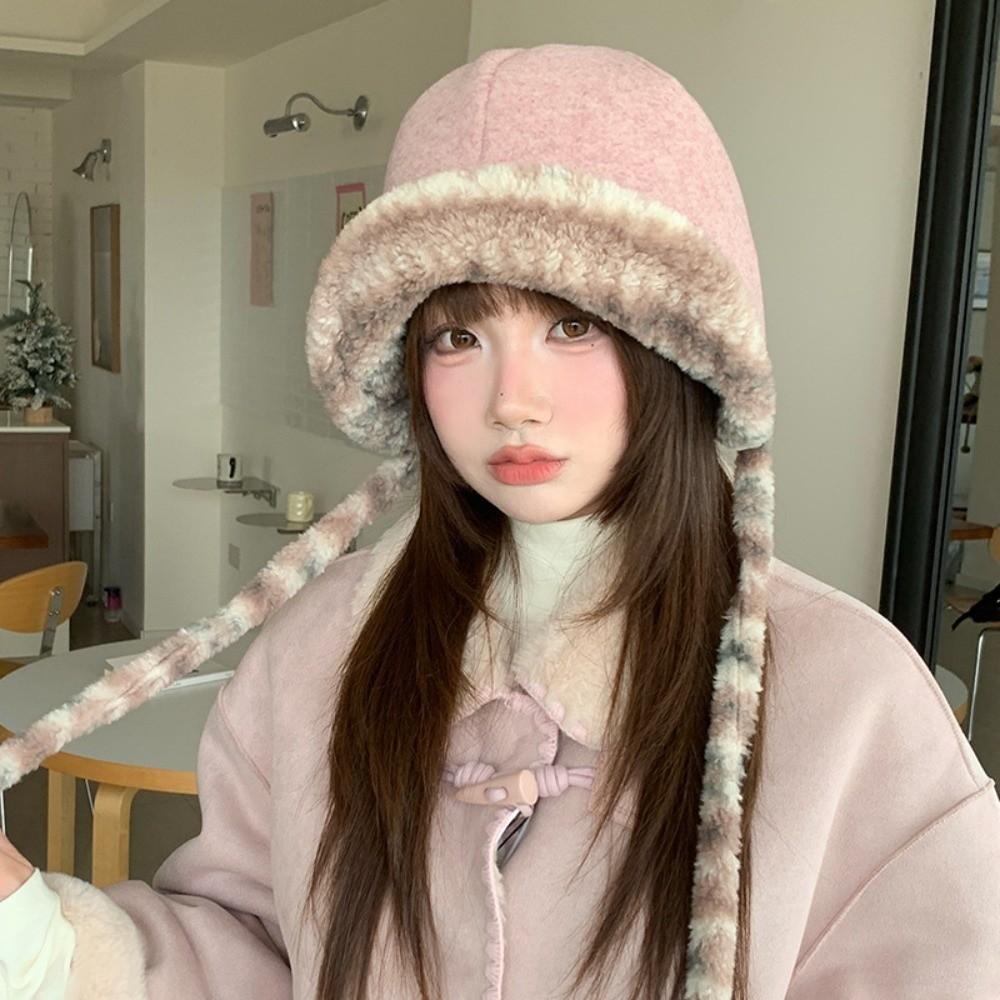 Keep warm Knitted Plush Hat Double-sided Women's Lei Feng Hat Fashion Trapper Hats  Daily Wear