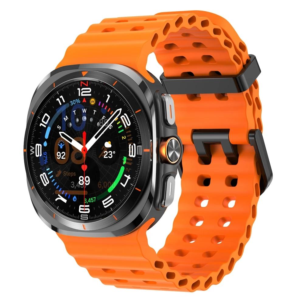 Marine Strap for Samsung Galaxy Watch Ultra for Galaxy Watch Ultra 47mm No Gaps Silicone Sports Bracelet Watchband