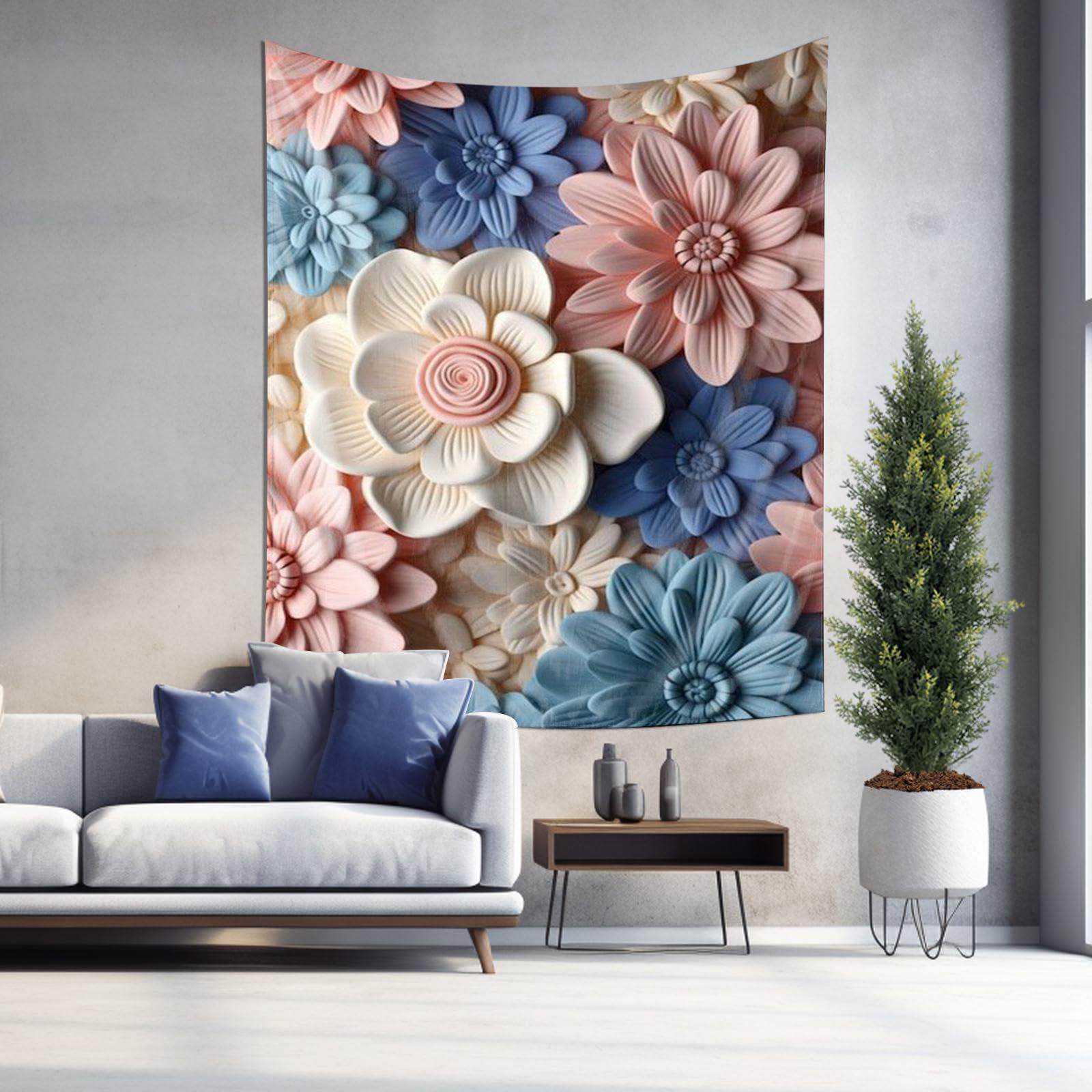 

3D Floral Tapestry Modern Minimalist Style Artistic Wall Hanging Decoration for Bedroom Living Room 74x94cm(29x37in)