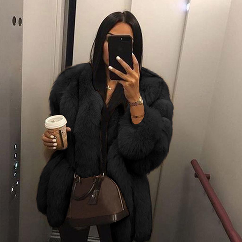 Kvinner Plus Size Kort Faux Coat Varm ry Jakke Langermet Yttertøy