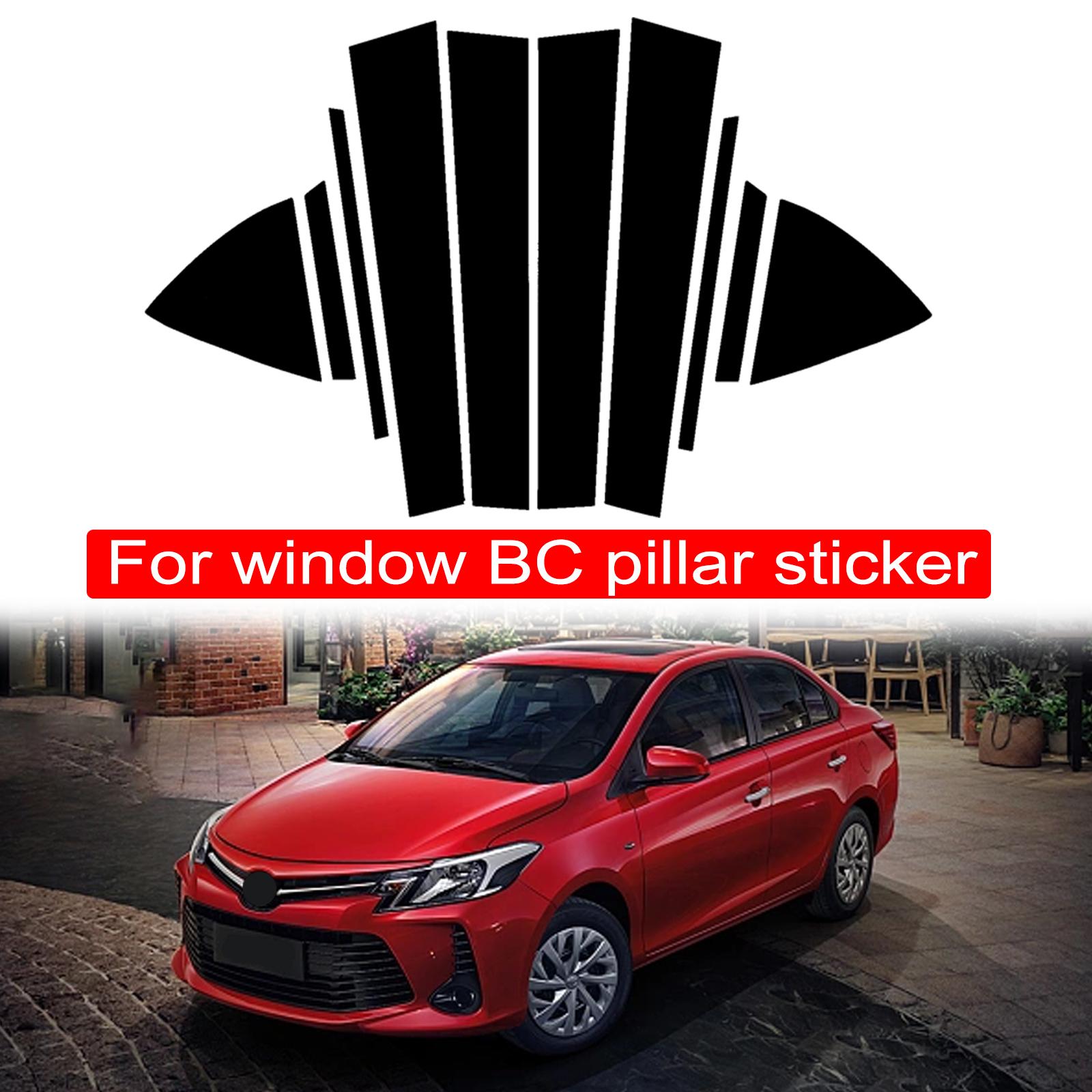 

10 шт. полированные стойки, пригодные для Toyota Vios 2014-накладка на окно, аксессуары для колонны BC, блестящая наклейка