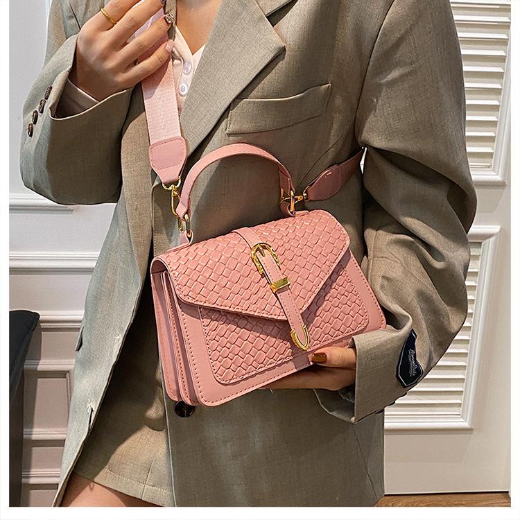 Retro Woven Textured Shoulder Bag New Fashion Trendy Geometric Square Crossbody Purse for Women
