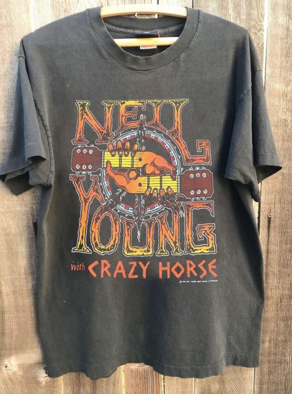 Vintage Neil Young Crazy Horse 1996 Rock Band Charcoal Unisex T shirt WA4127 Unisex T-Shirt M