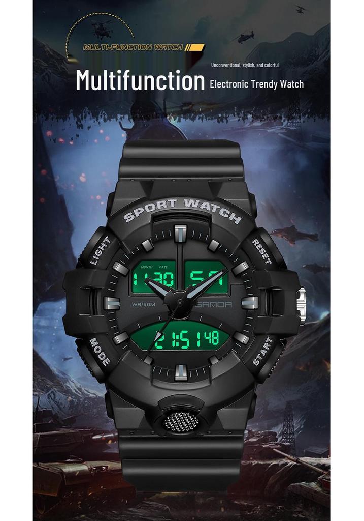 Sanda Luminous Unisex Multifunctional Casual Electronic Watch