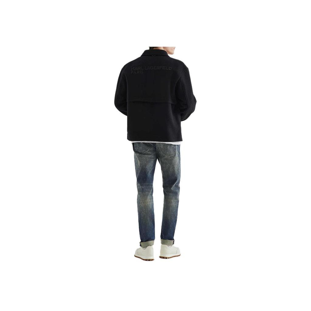 Karl Lagerfeld Outdoor Commuting Party Lapel Single-Breasted Long Sleeve Cotton Jacket Men Jackets Black K27O1400