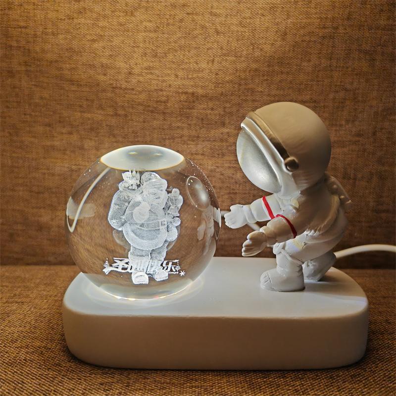 Astronaut Creativ 3D Minge de Cristal Led Lumină de noapte pentru Dormitor Copii Planetă Spațiu Lampă Sistem Solar USB Cadou de Crăciun pentru copii