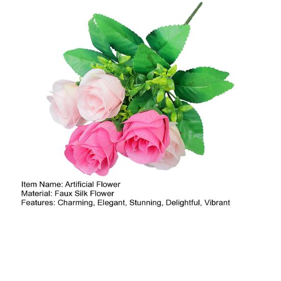 Artificial Rose Flower 6 Heads Fake Silk Floral Arrangement Realistic Rose Bouquet with Long Stem for Bridal Bouquet Valentines Day