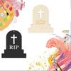 Top Quality Unfinished Wooden Tombstone Ornaments, 20pcs, Wood Material, Perfect for Halloween, Christmas