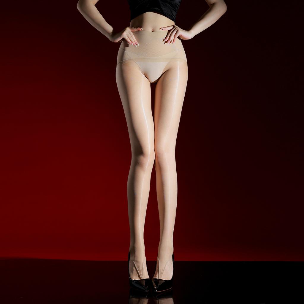 Fragrance Unisex Invisible Pantyhose Open Toe Stockings Oil Shiny Sheer Shaping Tights Foot Stirrups Legging Men Sissy Lingerie