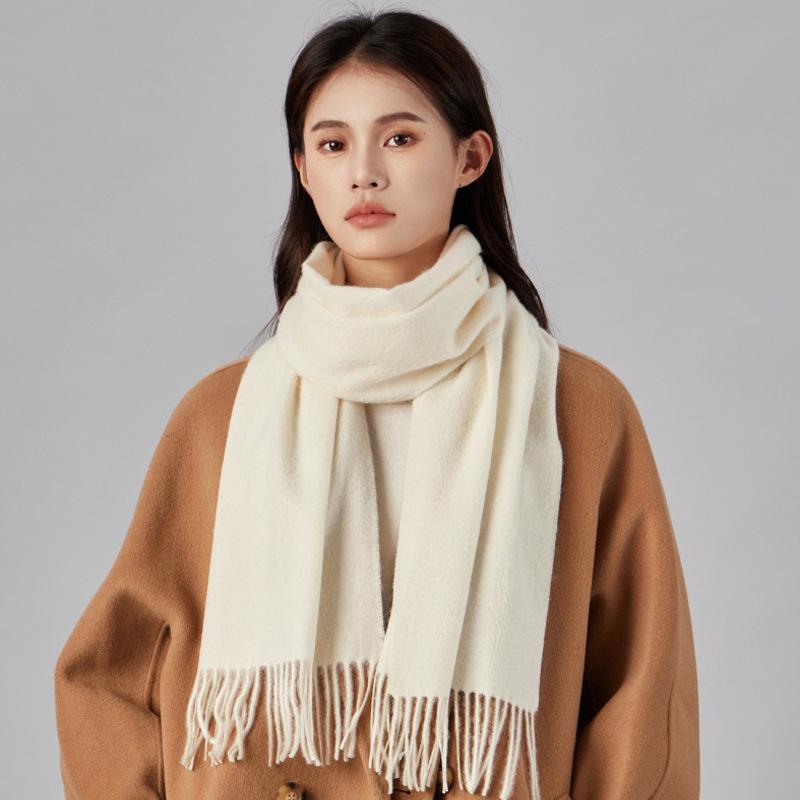 Korean Style 100% Wool Scarf: Women's Autumn/Winter Neck Warmer & Men's Shawl