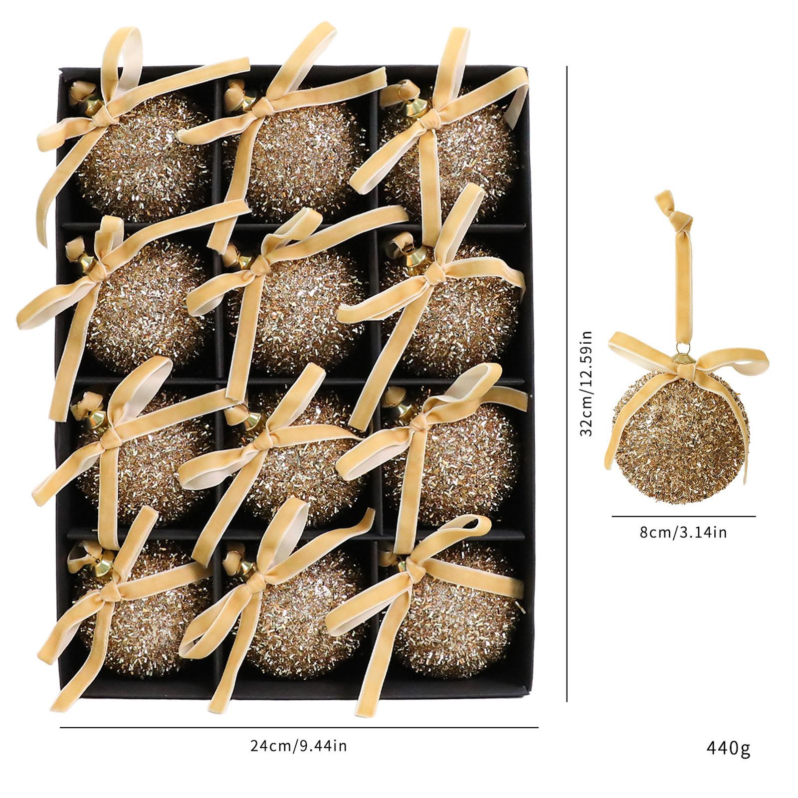 

16-piece Set Of 8cm Christmas Ball Ornaments With Ribbon, Suitable For Christmas Tree Decoration One Size золотой