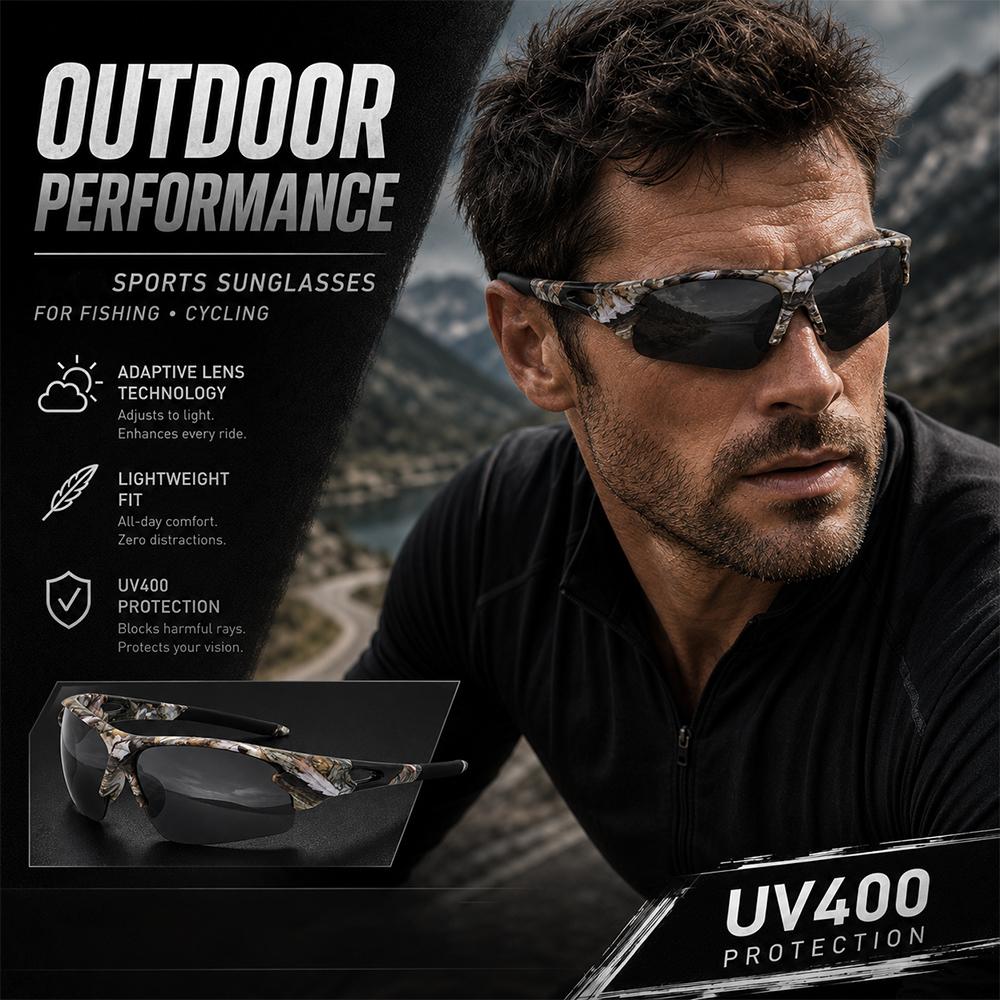Sports Sunglasses Men Women UV400 Protection Lightweight Wrap Around Cycling Driving Fishing Outdoor Shades