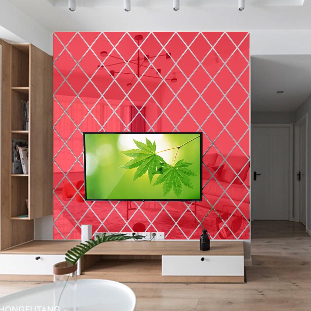 Ruit Patroon Acryl Wandspiegel Decoratieve Sticker
