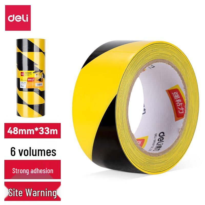Deli Yellow & Black Warning Safety Tape