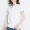 T-shirt sportiva estiva da donna a maniche corte semplice a tinta unita con risvolto abbigliamento da lavoro