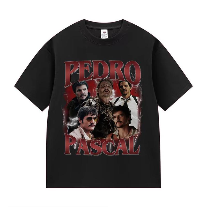Actor Pedro Pascal Movie Graphic T Shirt Unisex's Retro High Quality Fashion Clothing T-shirts Unisex Cotton Oversized T-shirt Tops