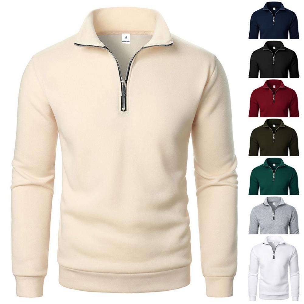 Casual Half-zip Stand Collar Sweatshirt Trendy Simple Loose Fleece Men's Sweatshirt Zipper