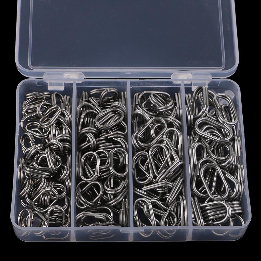 170pcs Stainless Steel Oval Split Rings Fishing Connectors 4 Sizes