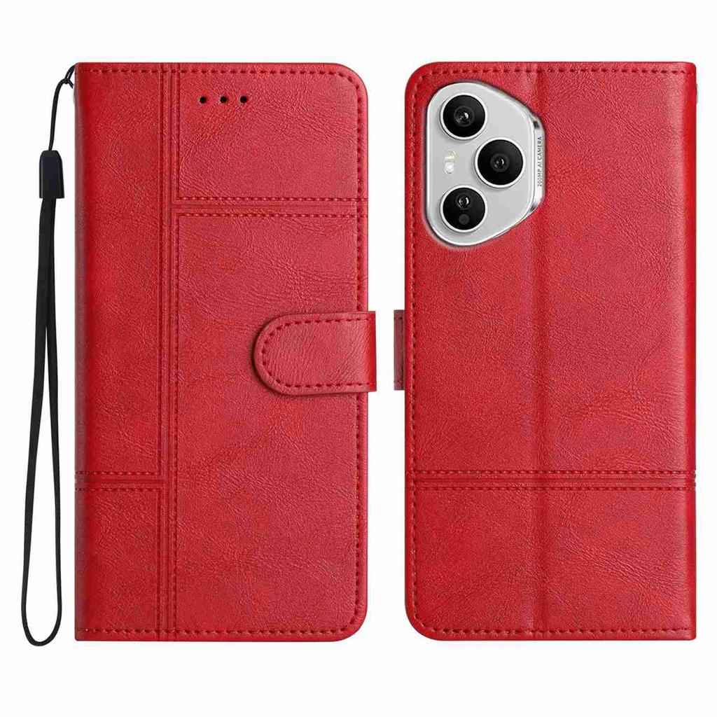 Pro Honor 400 Pro 5G (Globální) Peněženkové pouzdro s linkově potištěnou texturou hovězí kůže z PU kůže, kryt na telefon