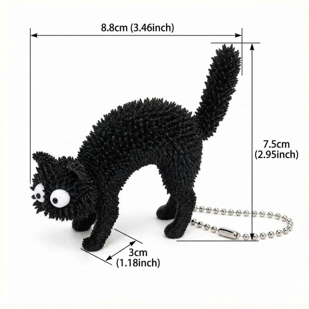 3D Printed Spiky Cat Keychain Stereo Tactile Fidget Grip Toy Black Cat Keychain Cat Lovers