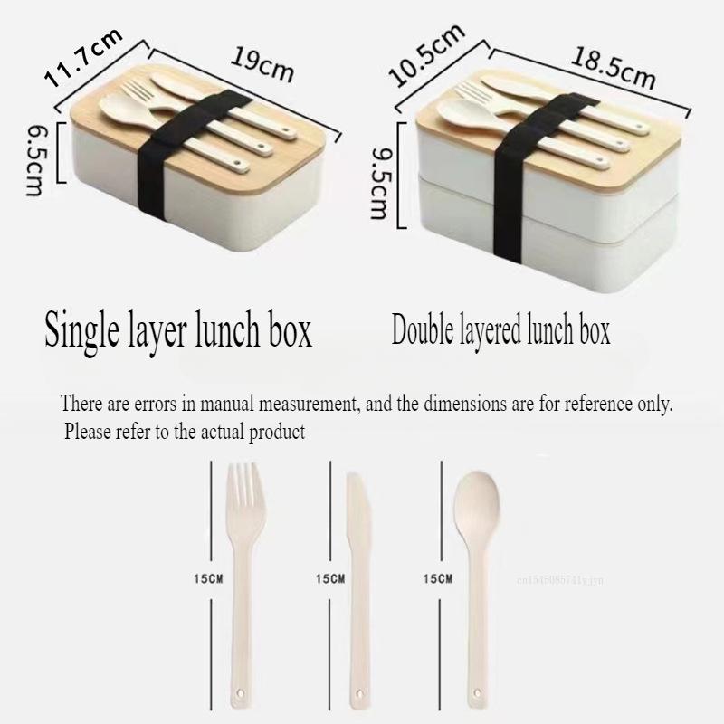 Portable Single/double Layer Lunch Box Japanese-style Bamboo Cover Bento Box Leak Proof Office Camping Fruit Lunch Bento Box