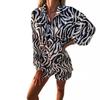 Tooxika New Vacation Style Casual Printed Long Sleeved Shorts Two-piece Set