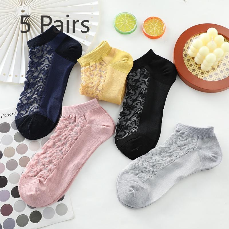 

5 пар женских летних тонких милых прозрачных носков-лодочек 5 Pairs