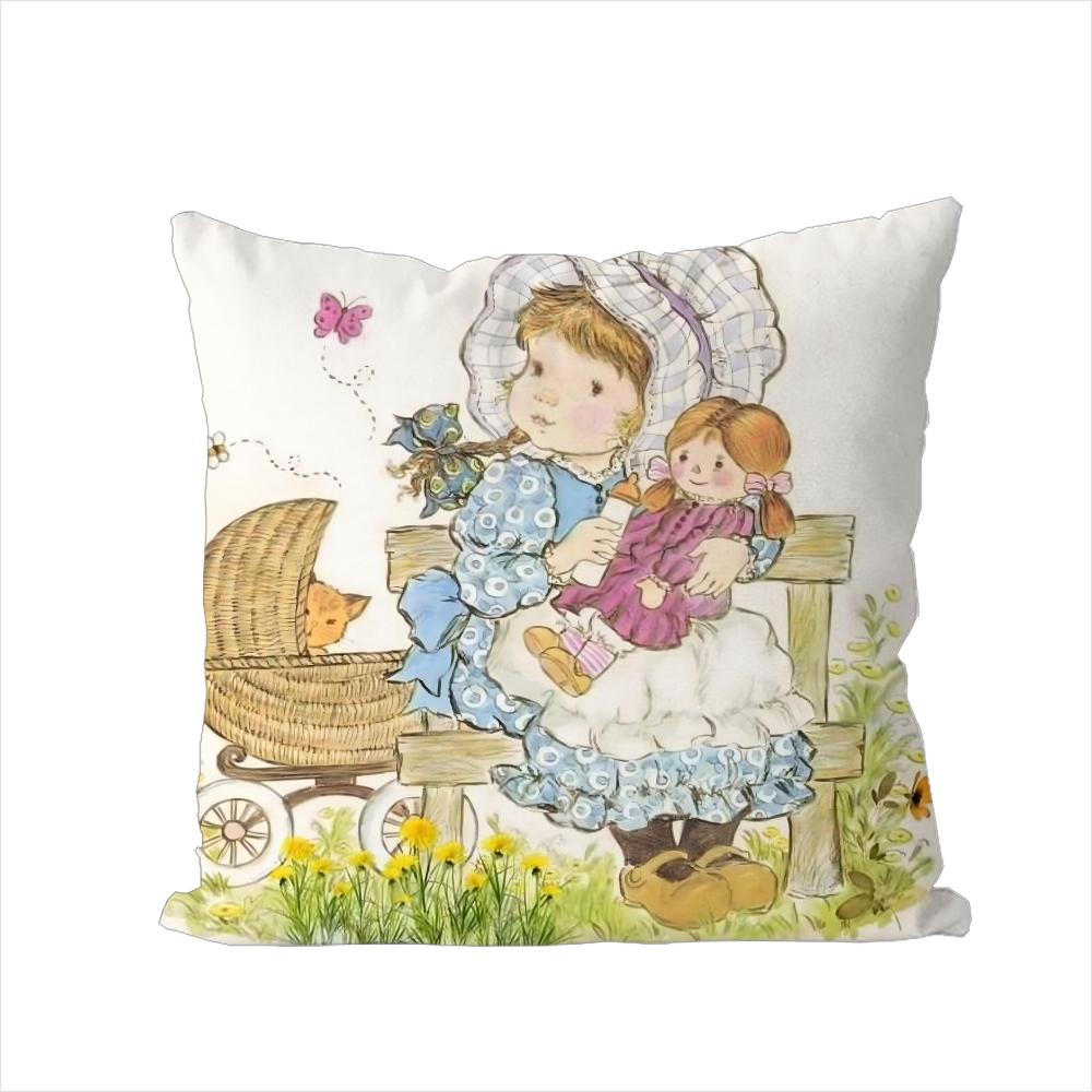 Art Sarah Kay Swing Girl Pillow Case For Car Sofa Decorative Home Doublesided Print Plush Square Throw Pillow Cushion Cover