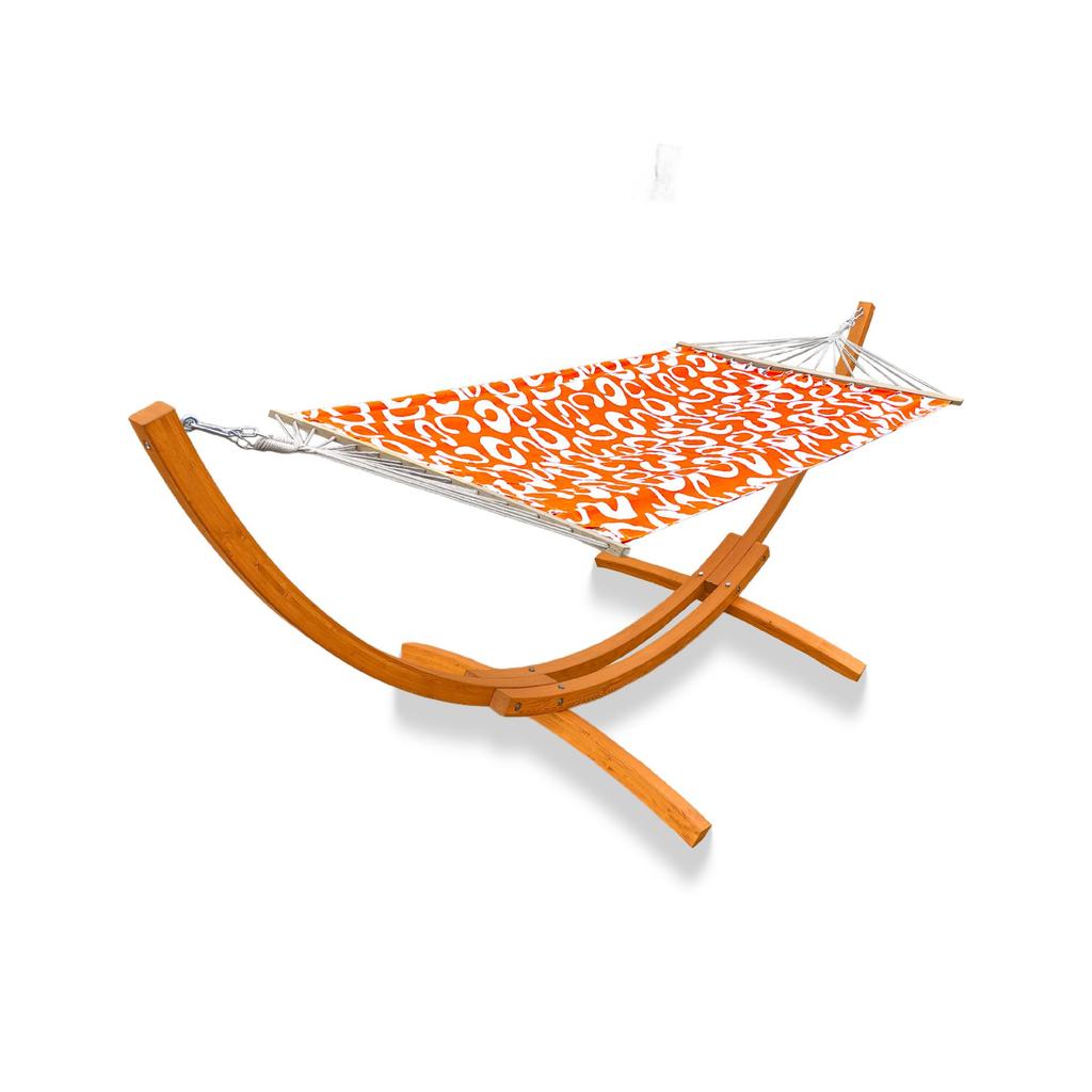 Outdoor Balcony Rocking Chair and Swing Hammock with Wooden Stand
