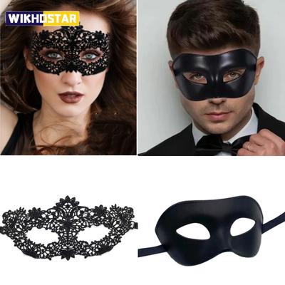 Men Women Masquerade Prom Sexy Black Eye Masks Couple Venetian Cosplay Props Halloween Carnival Party Headdress Half Face Masks