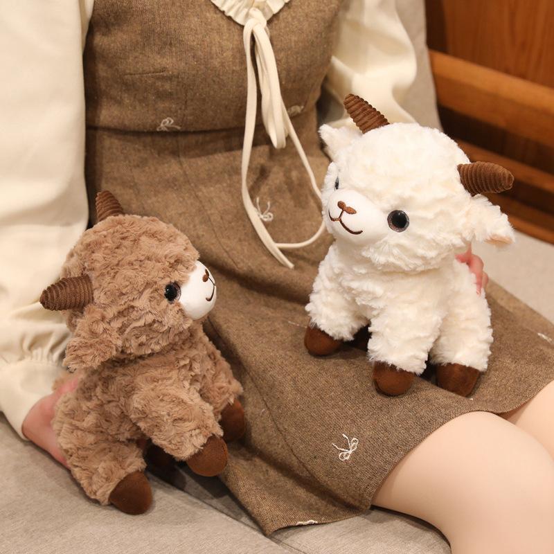 11~25Cm Standing Lamb Sheep Doll Brown White Cute Grassland Animal Plushie Companion Overnight Gift