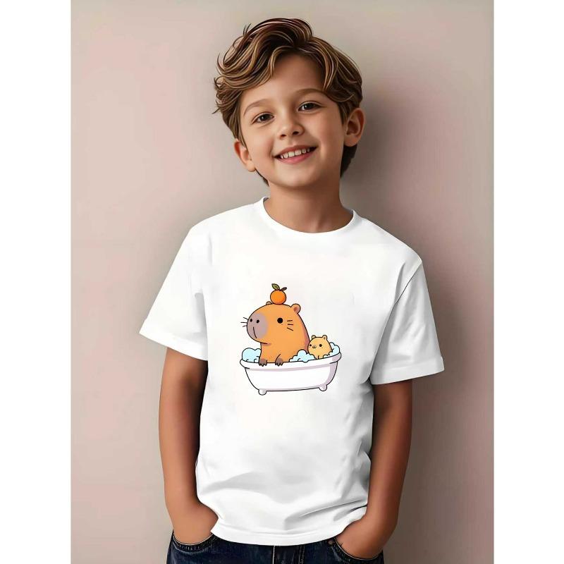 European sizes Boys' Casual Short Sleeve T-Shirt | Summer Fashion with Creative Kabbalah Print, Regular Fit, Crew Neck, Slight Stretch Fabric