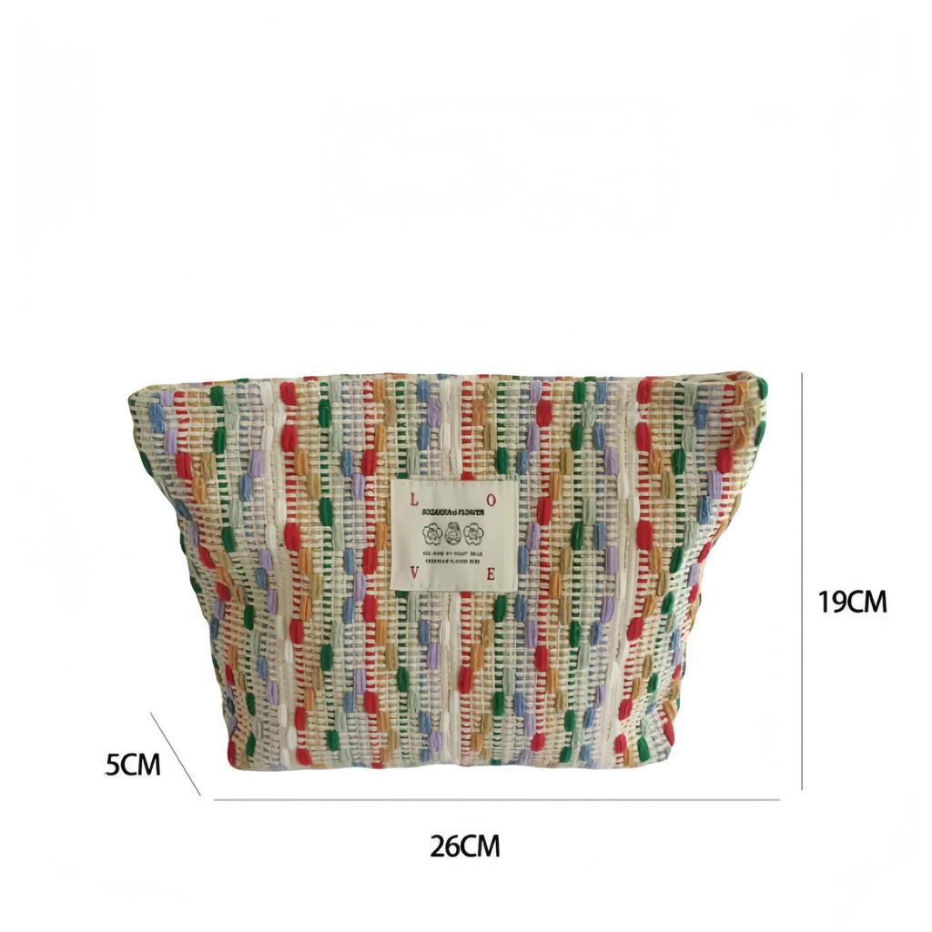 Colorful Rainbow Mini Canvas Cosmetic Bag Small Bag Coin Purse Student Pencil Case Wrist Bag