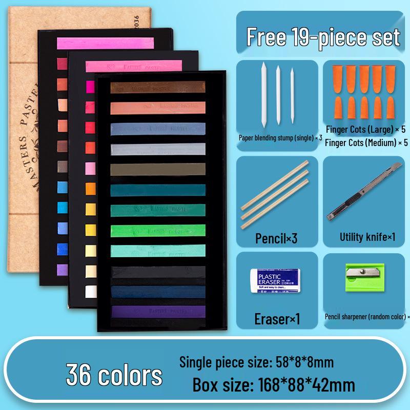 Mali Brand Pastel Chalk Set - 36 Colors Chalk Powder with Brushes for Beginners