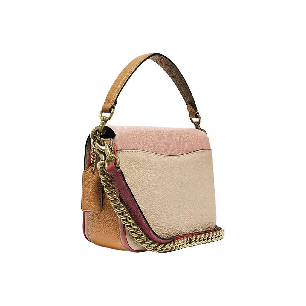 Coach Cassie 19 Color Block C Buckle Flap Leather Messenger Bag Women Bags Cherry-Blossom-Pink Beige 89088-B4SBF