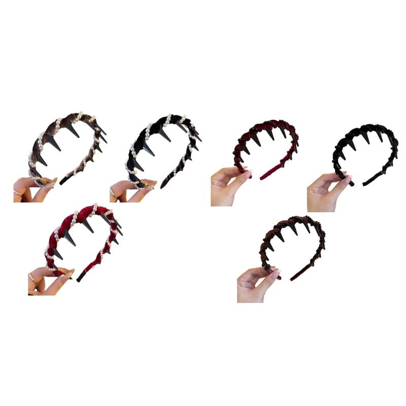 3Pcs Delicate Artificial Pearls Headbands with Rhinestones Detail Elegant Hair Accessories for Women and Girls
