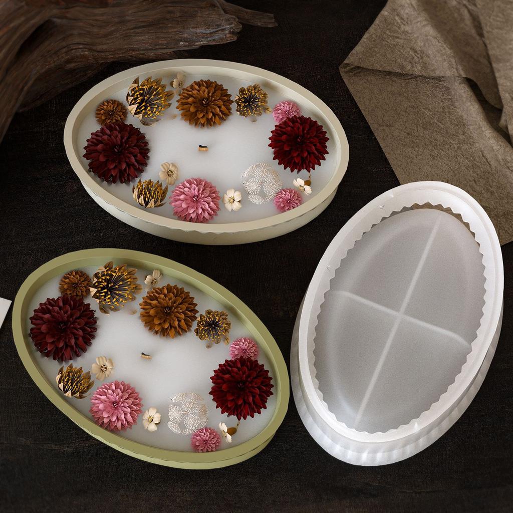 Elliptical Shape Silicone Mold for Resin Plaster and Cement Trays Home Decorative Crafting Tool Silicone Texture
