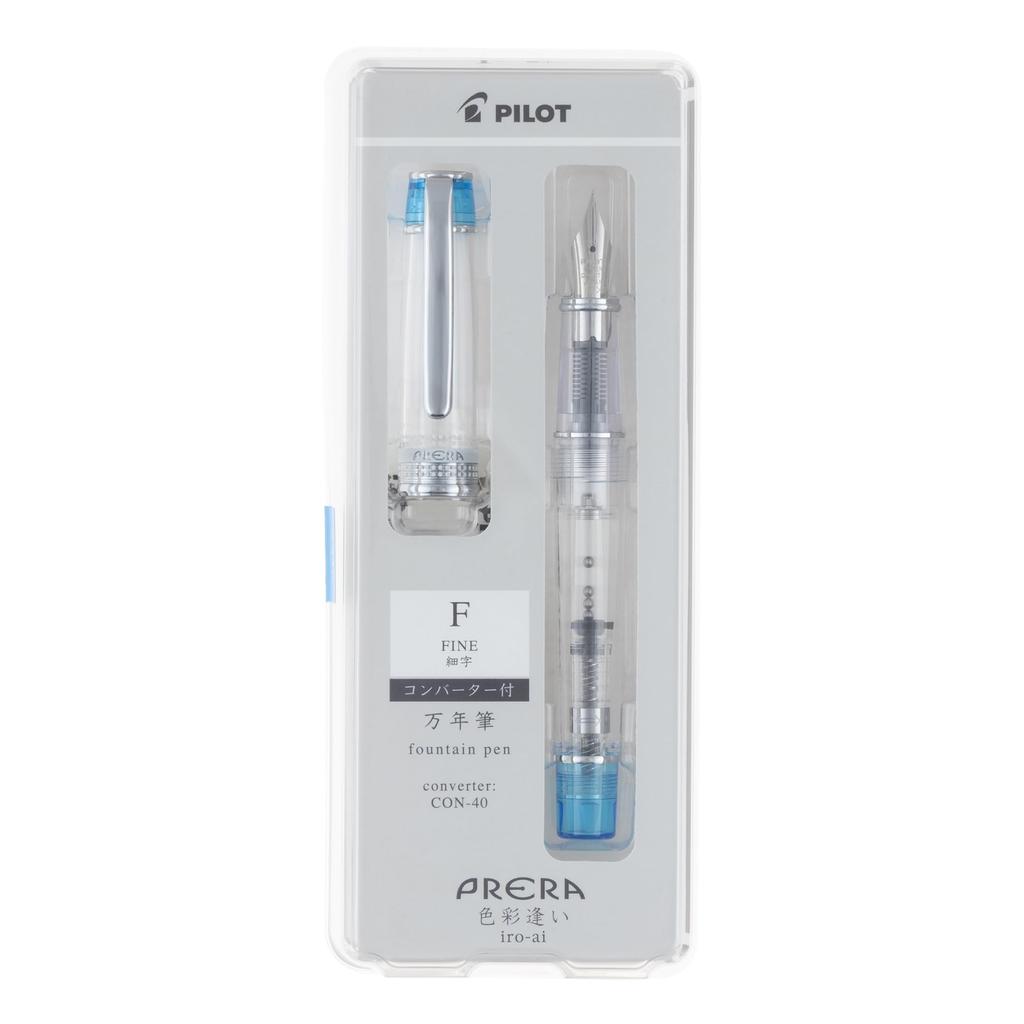 PILOT Prera Iro-Ai Transparent Light Blue Fountain Pen Fine Nib with CON-40 Converter
