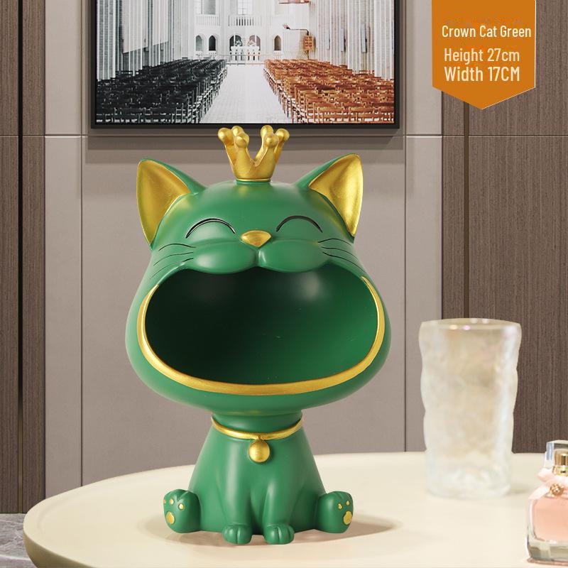 Ornament de lux pentru pisică norocoasă din rășină, pentru depozitarea și decorarea cheilor