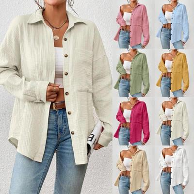 Einfarbige, lässige, lockere Hemden für Damen, Herbst, Vintage, übergroße Hemden und Blusen für Damen, modisch, elegant, für junge Damen
