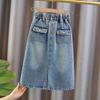 Mädchen Sommer Jeansrock Modischer Halbrock Lässige Edition Vielseitiger Langer Rock für Kinder