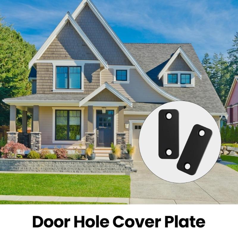 Door Strikes Hole Cover Stainless Steel Door Edges Hole Filler Plate Includes Mounting Accessories Easy To Install