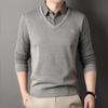 Male Autumn Knit Pullover Polo Shirts Shirt Collar Sweater Pullovers Men'S Business Casual Fashion Stripe Top Clothing