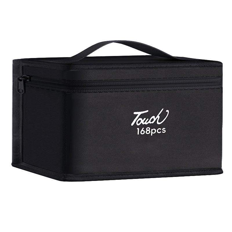 12-168Pcs Markers Pen Black Storage Bag Massive Large Capacity Zipper Folding Art Markers Zipper Canvas Pencil Bag
