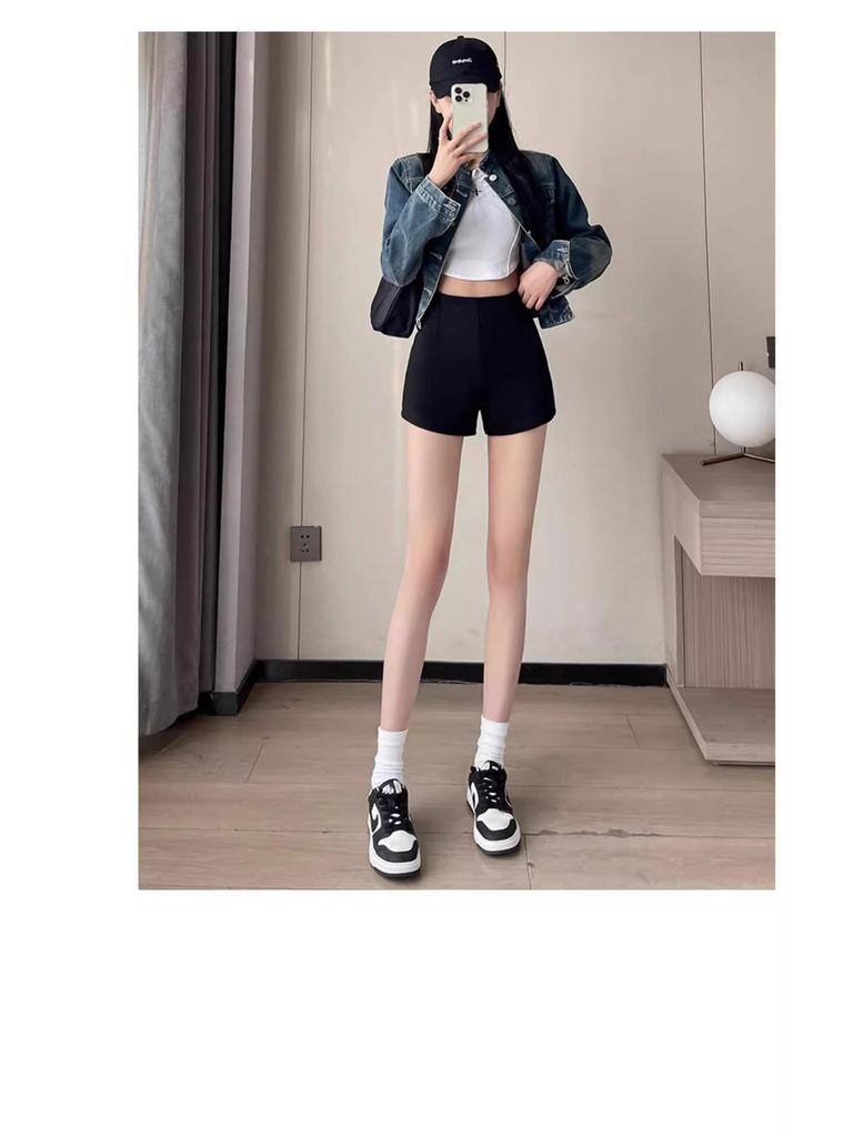 2025 Damen High Waist Schlankmachende Schwarze Shorts - Sommer Casual Petite Hot Pants