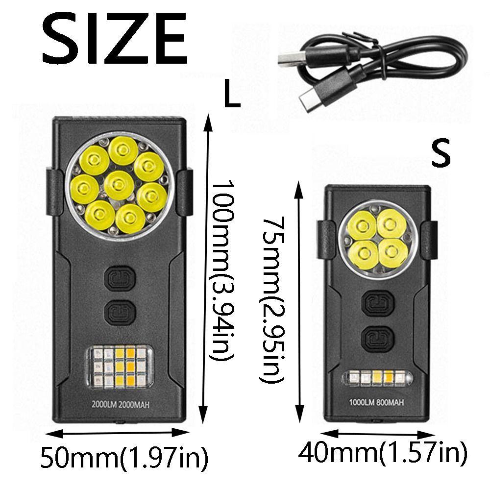 Portable Work Light Bright Light Hands-free Keychain Flashlight Waterproof 10 Lighting Modes Mini LED Flashlight