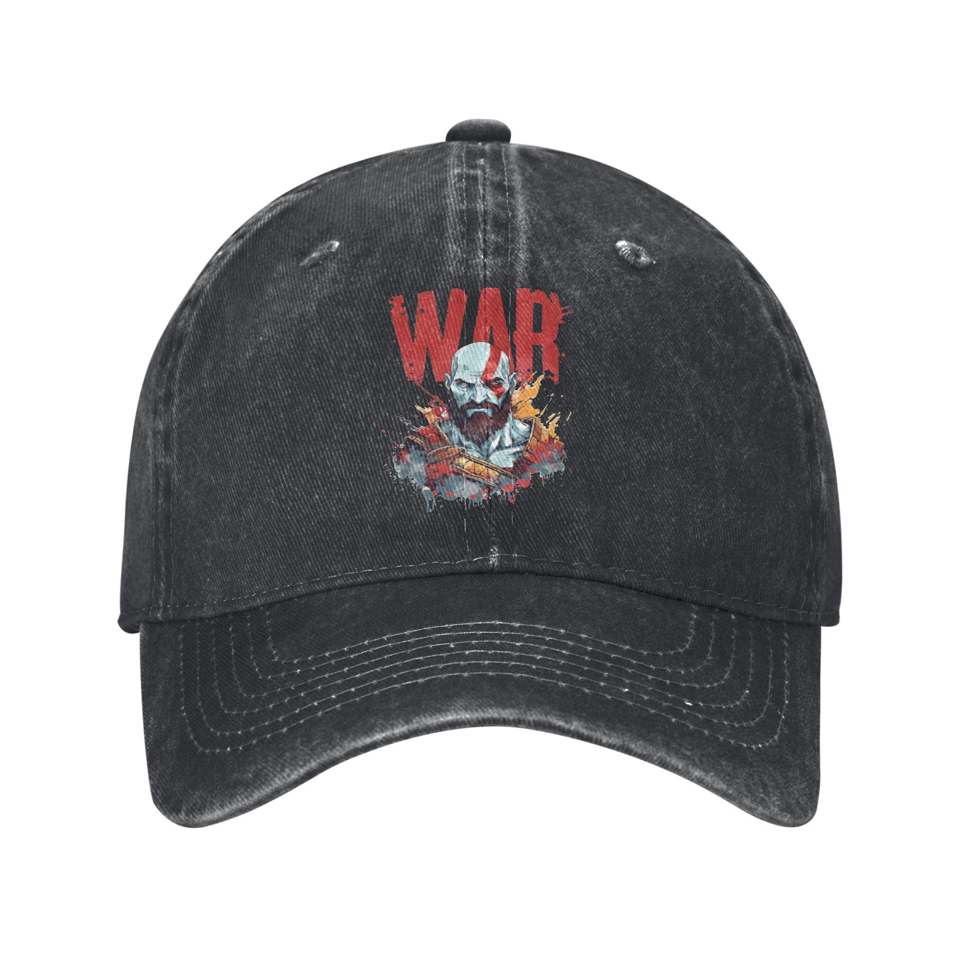 Kratos Warrior God of War Baseball Cap Casual Distressed Denim Sun Cap for Men Women Outdoor Activities Adjustable Caps Hat One Size