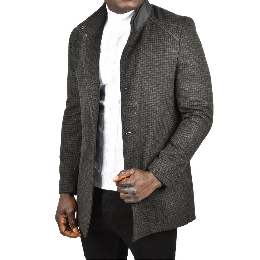 DeepSEA Pötikare Desenli Dik Yaka Dar Kesim Hakim Yaka Kaşe Kaban 2407003